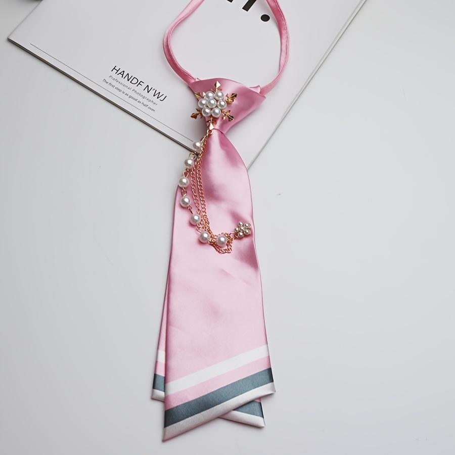 

1Pc Of Beaded Tie With Double-Layered Design Suitable For Casual Street Style Personalized Parties And Everyday Wear Pink
