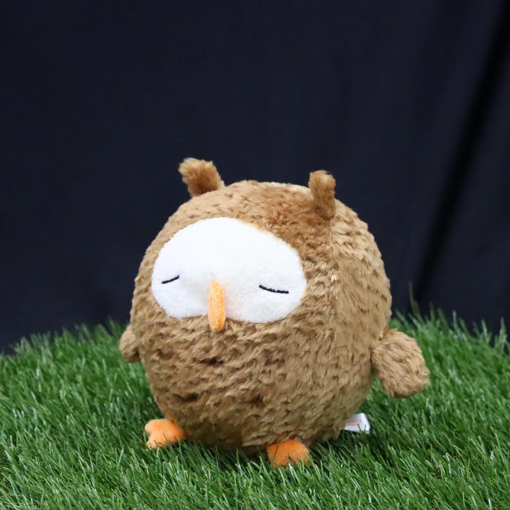 Shinada Round Owl (L) Plush Toy, Brown, Tsumuri