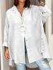 2026 European & American Women's Summer Cotton Linen Loose-Fit Nine-Sleeve Shirt
