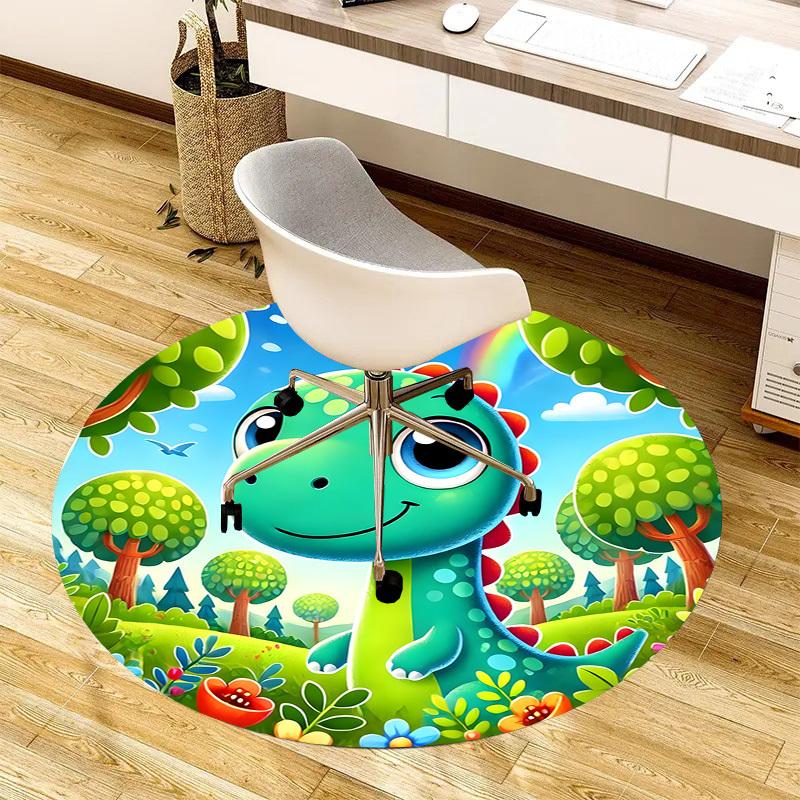 1pc Office Carpet Chair Mats Cute Dinosaur Forest Scene Perfect for Decorating Office Chairs, Living Rooms, Or Bedrooms