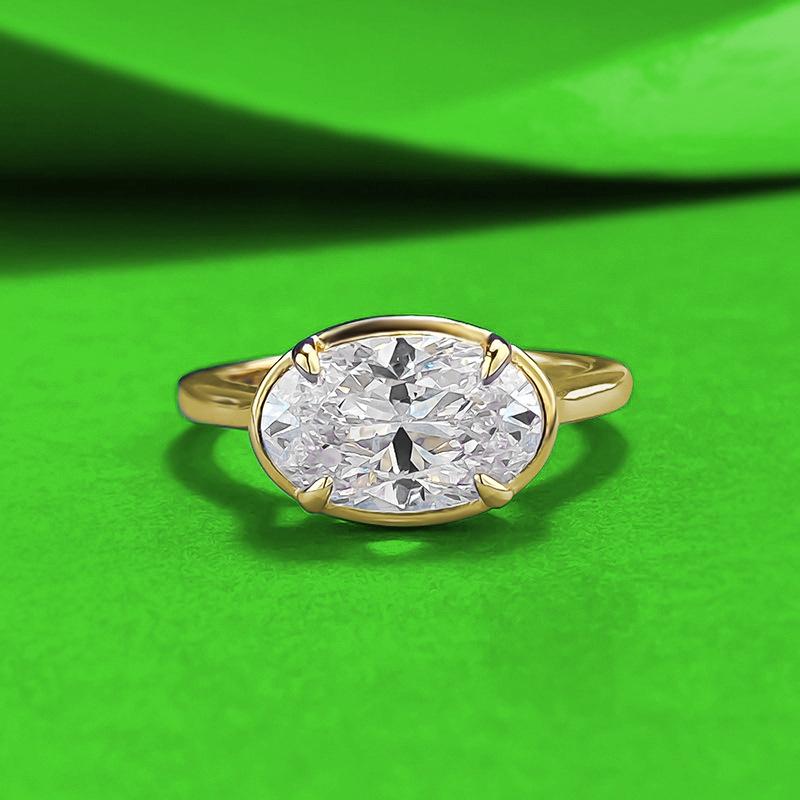 Zhuozhifan S925 Silver Oval Band White Diamond Luxury Ring for Women Size 6 золотой