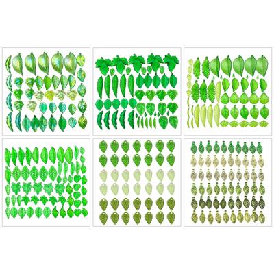 40/50/60 ks jemných čirých zelených akrylových přívěsků ve tvaru listů s dírkami, různé styly, pro DIY výrobu šperků, doplňky