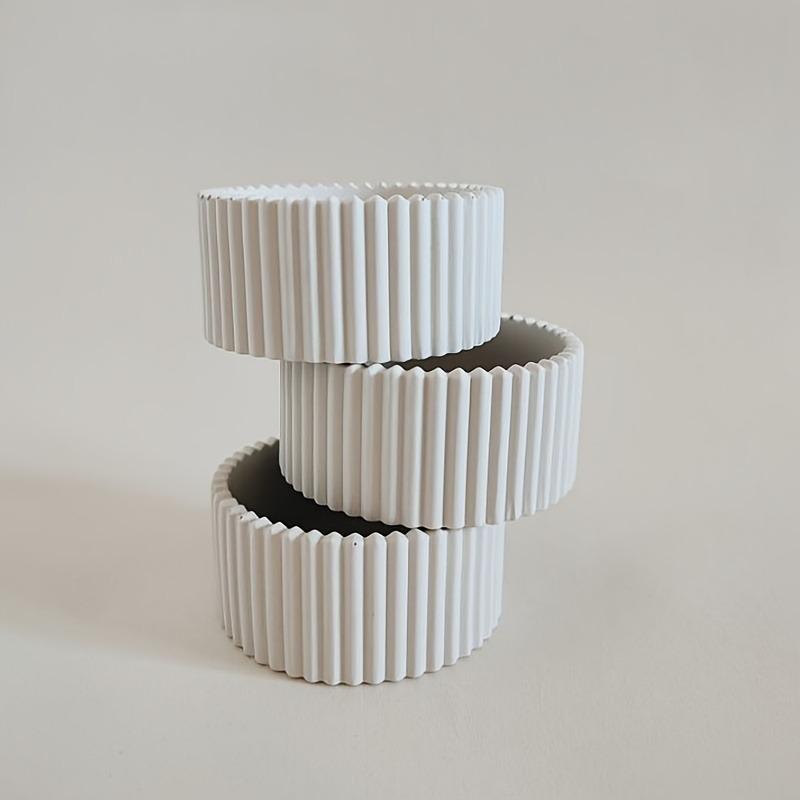 1pcs Silicone Mold for a Striped Candle Jar, Gypsum Concrete Storage Box Mold for Resin