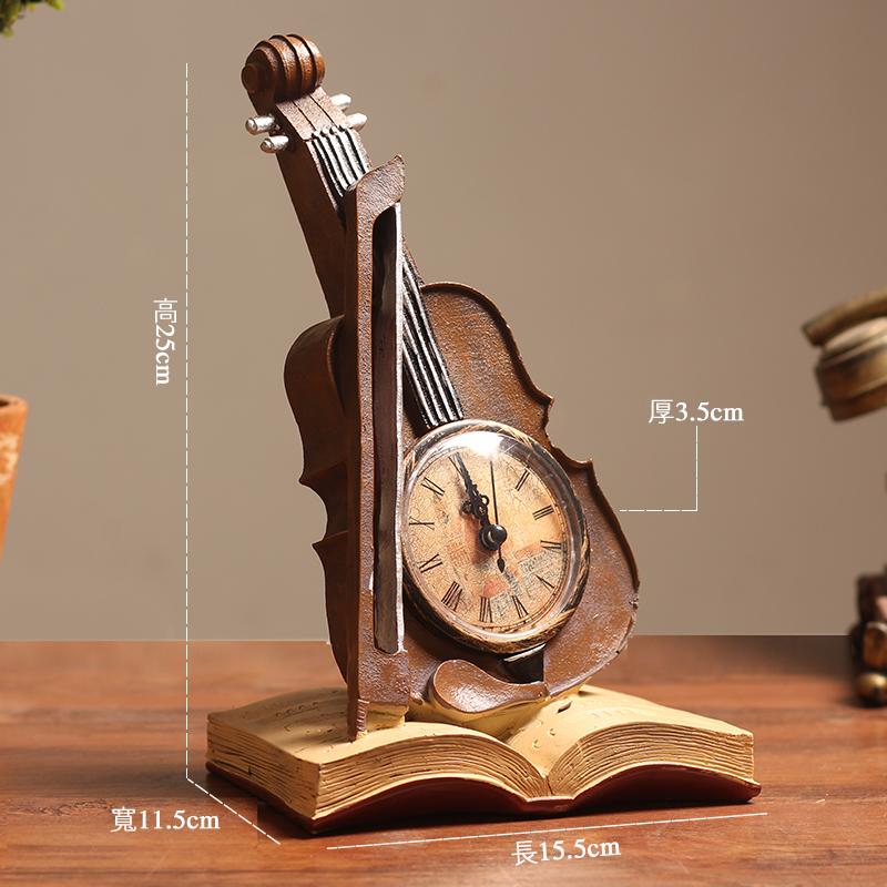 Vintage Violin Ornaments Musical Instrument Sculpture Creative Clock VIOLIN Decorative Figurines Home Decoration Accessories