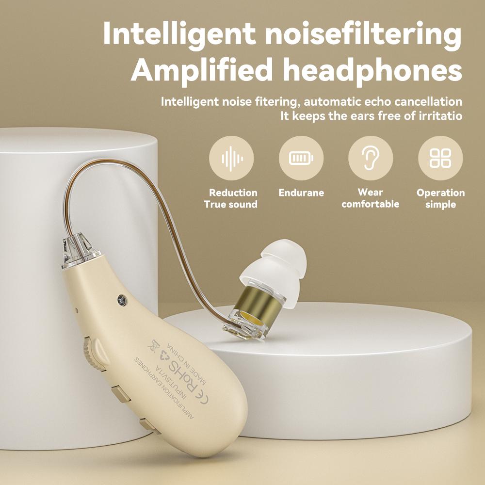 Rechargeable Over-the-Ear Hearing Aid Headphones for the Elderly with Noise Reduction and Affordable Pricing