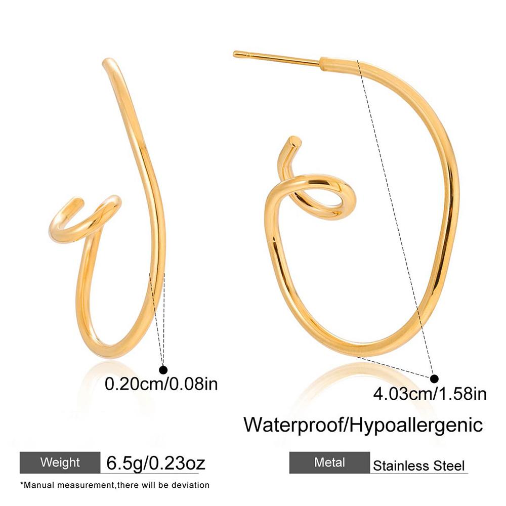 Minimalist Stainless Steel Geometric Twist Line Stud Earrings for Women Waterproof 18K Gold Plated Earring Fashion Jewelry Gifts