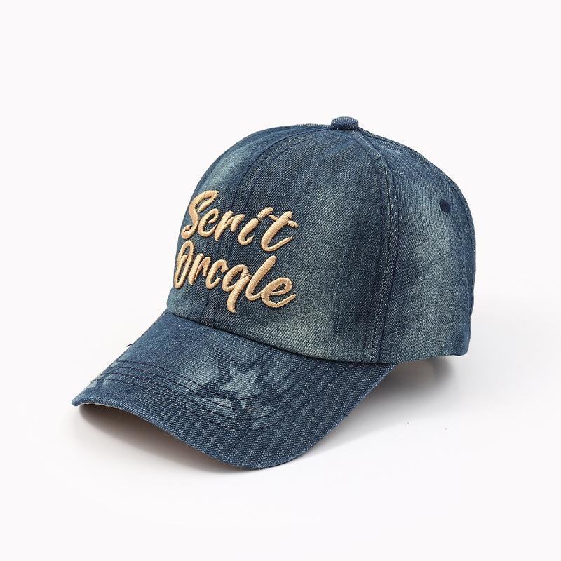 Alphabet denim baseball cap summer hat women's sunscreen cap fashion out of the street curved brim adjustable cap tide