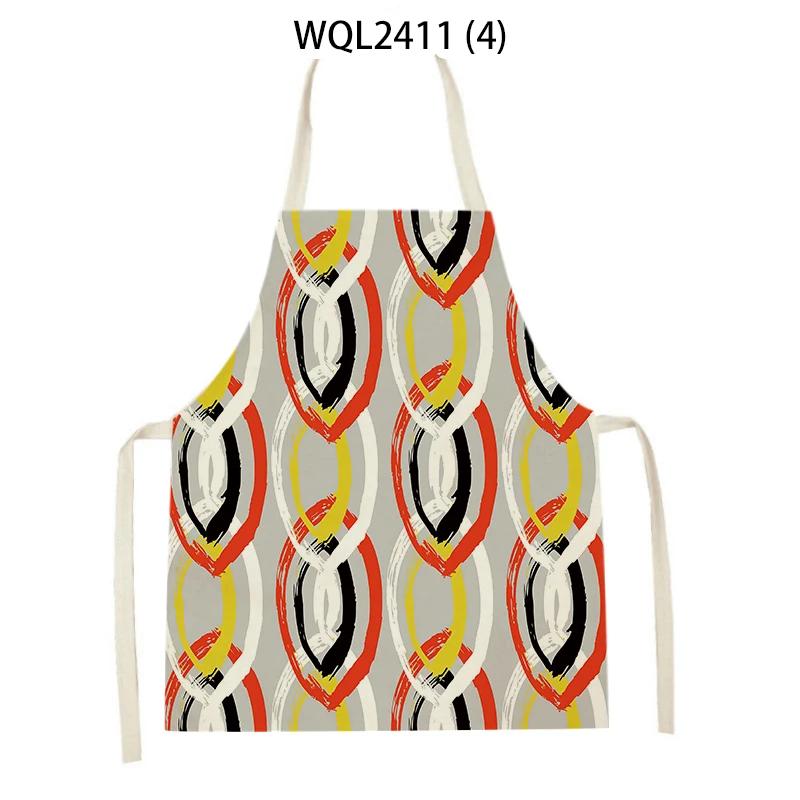 Geometry Stripe Triangles Pattern Kitchen Apron for Women Linen Bibs House Cleaning Pinafore Home Cooking Apron Accessories