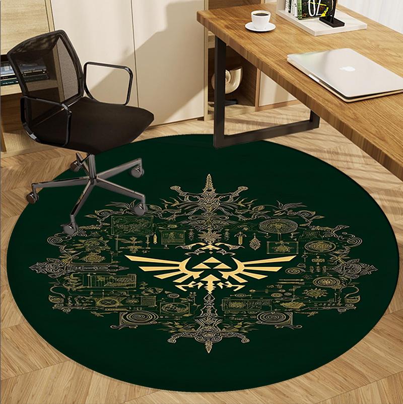 The Legend of Zelda Pattern Round Rug, Indoor/Outdoor Mat, for Picnic, Gameroom, Bedroom, Office, Living Room, Home Decor Carpet, Birthday Gift