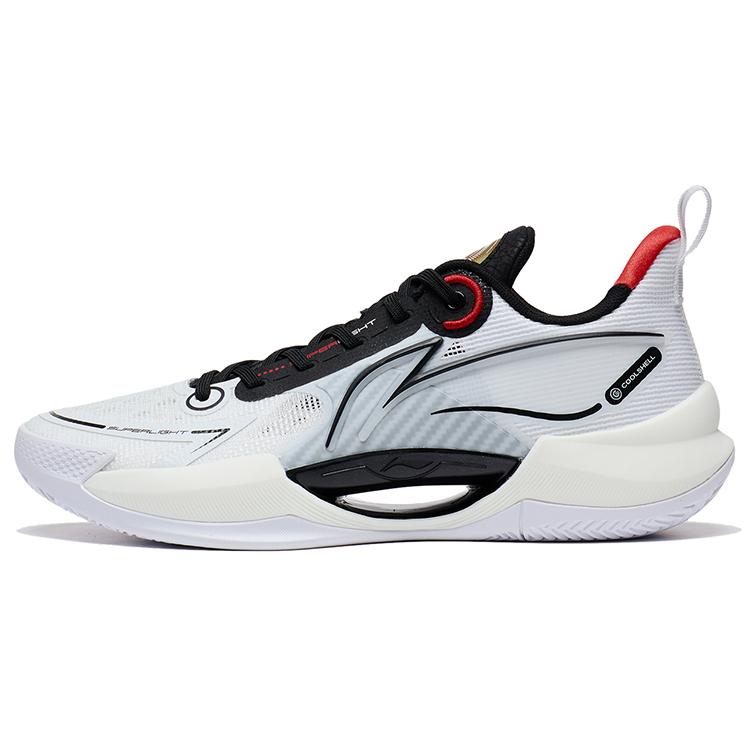 New LINING Super Light V2 Basketball Shoes Men Low Top White/Black/Red ABAT029-1