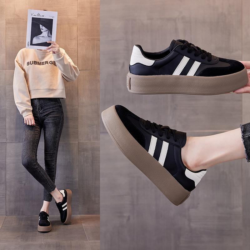 Leather women's spring new women's platform sports board shoes women's retro casual women's shoes
