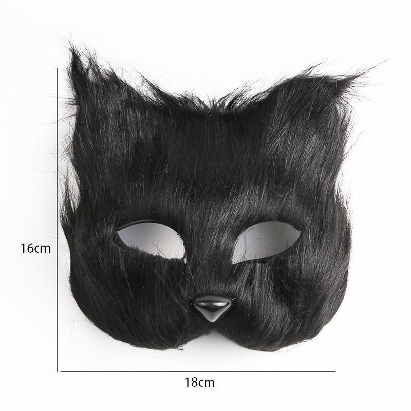 New Fox Long Hair Half Face Mask Halloween Makeup Ball Party Prop Liaozhai Little Fox Fairy Mask