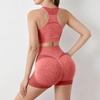 Women's Fashion U-neck Sleeveless Vest Top High Waist Abdominal Compression Fitness Tight Fitting Running Sports Shorts  Yoga Two-piece Set
