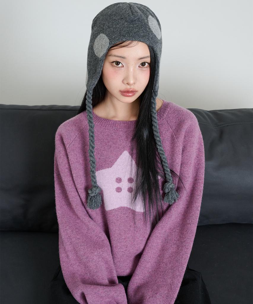 Isjabaibeu Star Button Knit - Pink