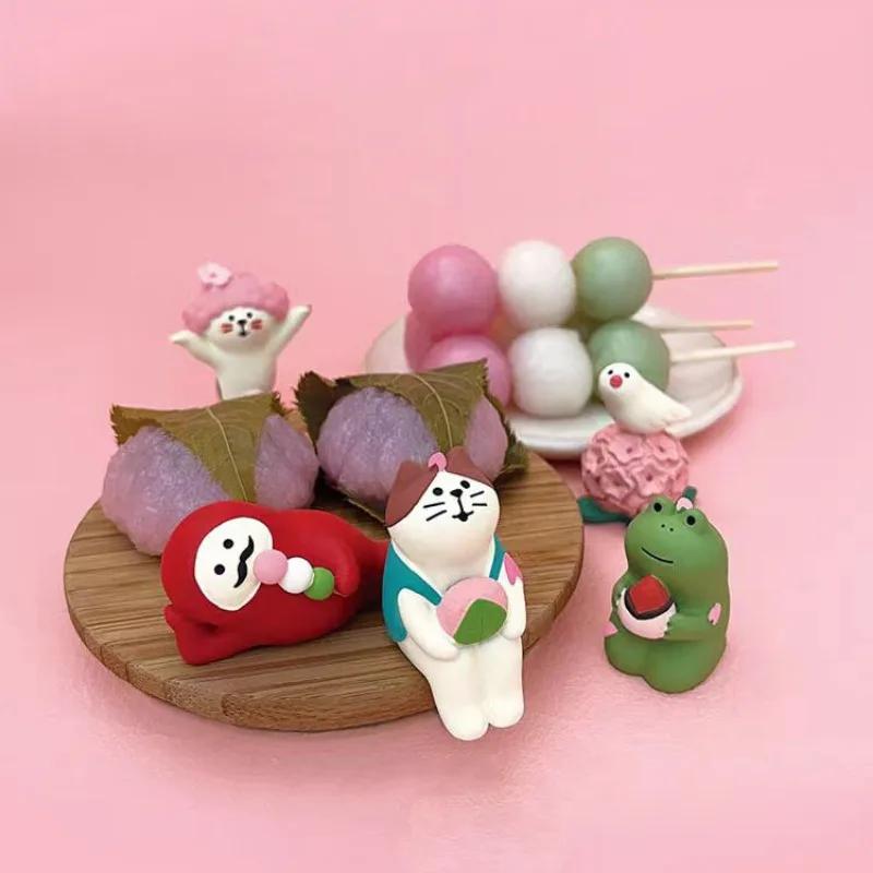 1pc Japanese Style Cute Cat Flower Appreciation ZAKKA Cherry Blossom Matcha INS Trendy Toy DIY Resin Handicraft Small Ornaments