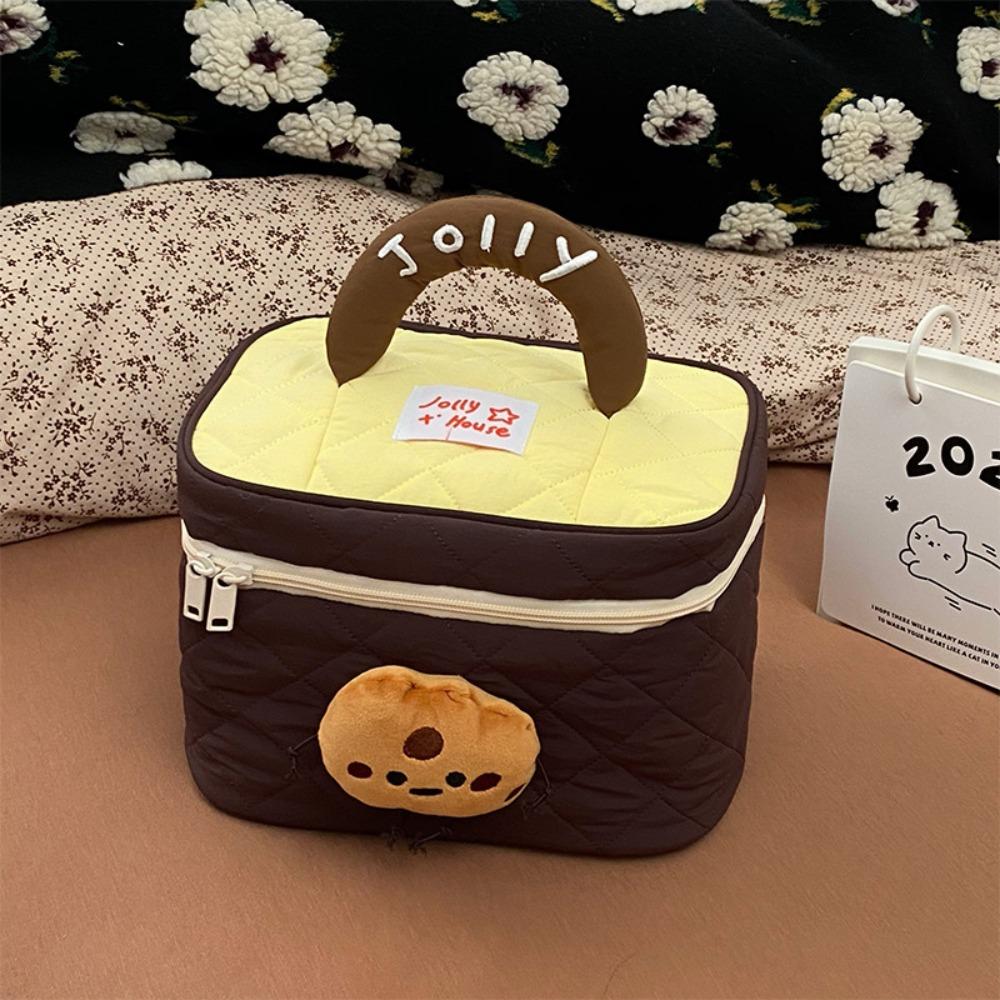 Dopamine Color Cute Cabin Makeup Bag Kawaii Toiletry Bag Portable Handheld Cosmetic Case  Travel