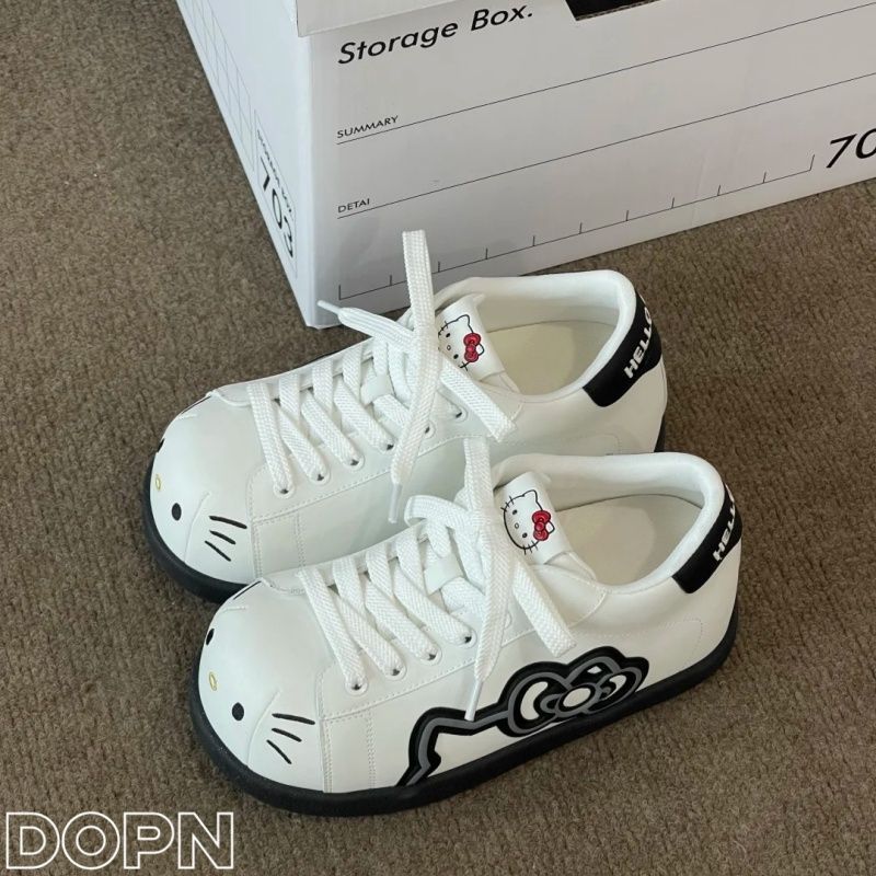 

Korean version of high-value cute KT cat cartoon pattern board shoes women s spring new niche versatile bread shoes tide 35