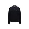FW22 Uni Logo-Aufnäher Baumwolle Langarm Poloshirt Herren Poloshirts Marineblau H20918B701008455677X