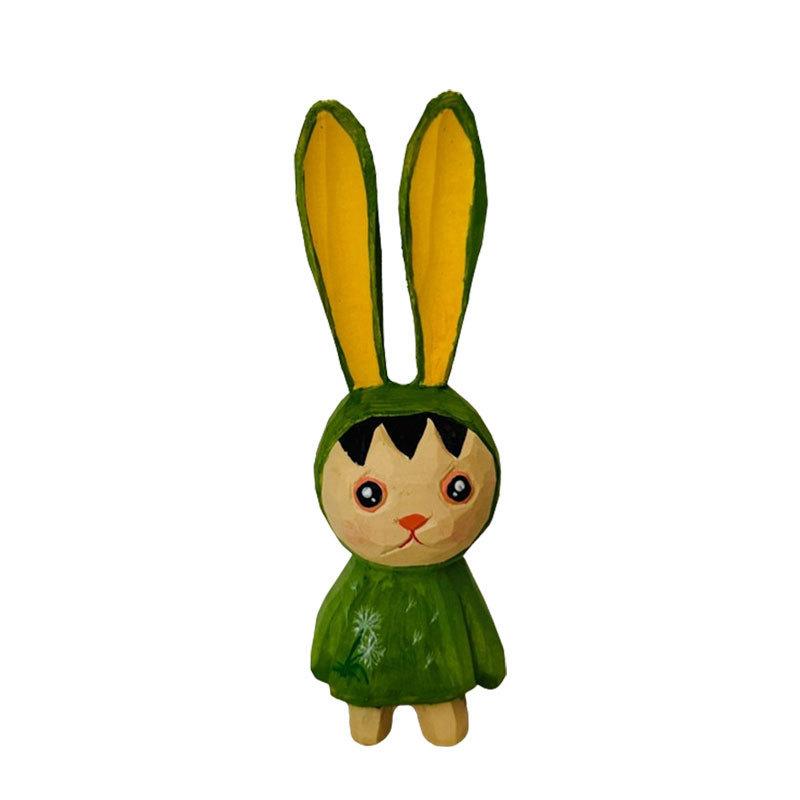 Wooden Bunny Car Stand With Long Ears For Gift And Home Office Decoration In Bright Colors
