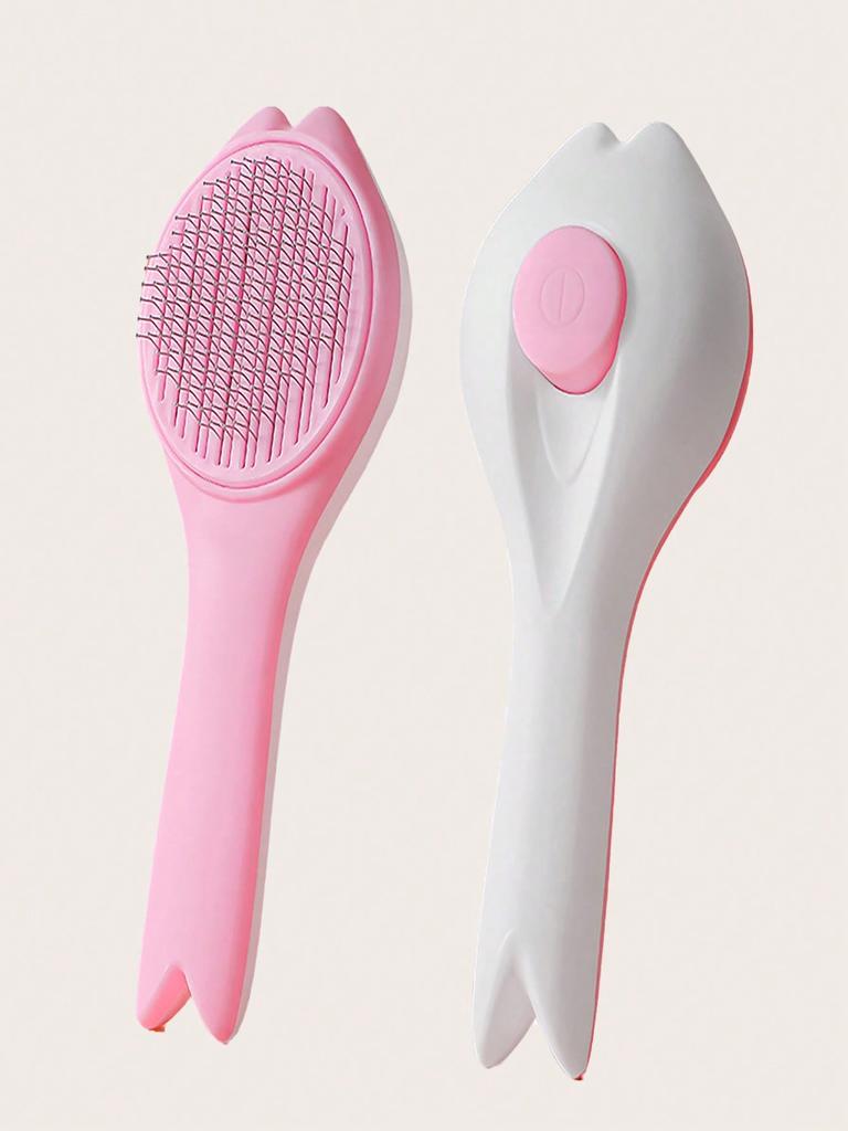 1 Stück-Haustierpflegekamm, pinker Edelstahl-Nadelkamm geeignet für die Haustierpflege