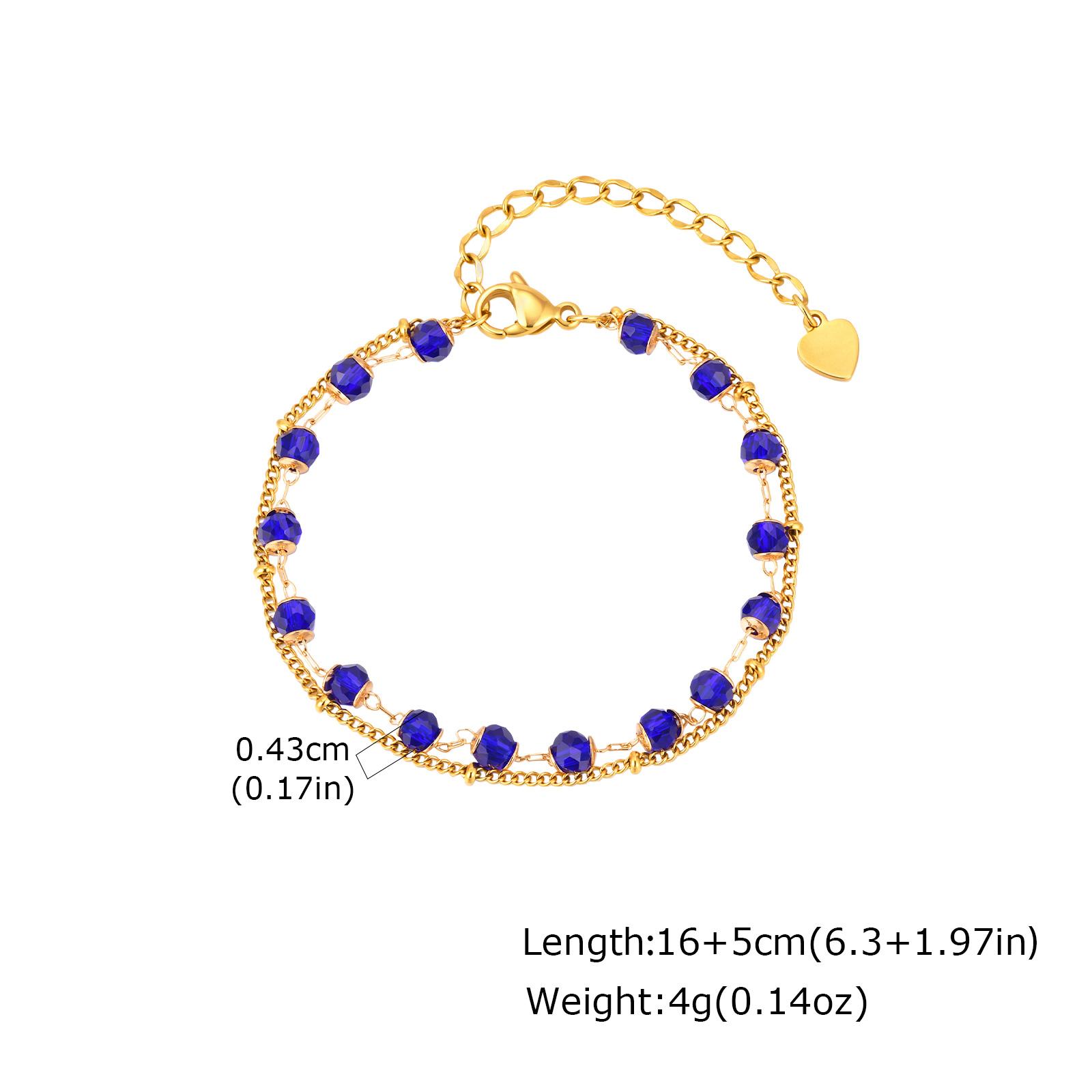 

Vnox Trendy Boho Spacer Bead Chain Bracelets for Women Blue Crystal Gold Color Double Layer Link Chain Bracelet Jewelry Gifts