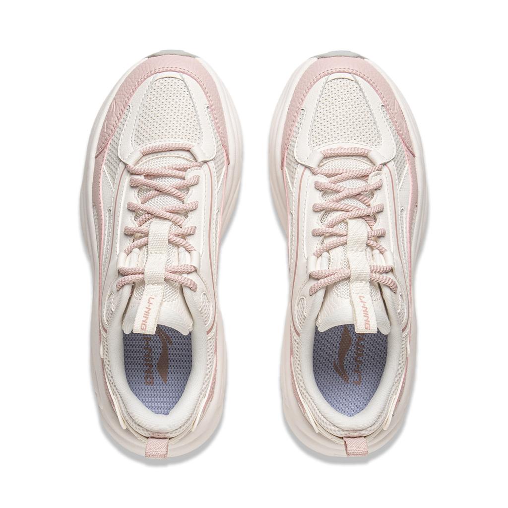 Li Ning Milk Coconut Cushioning Slip Resistant Abrasion Resistant Support Low Top Casual Shoes Women's White Pink AGCV130-2