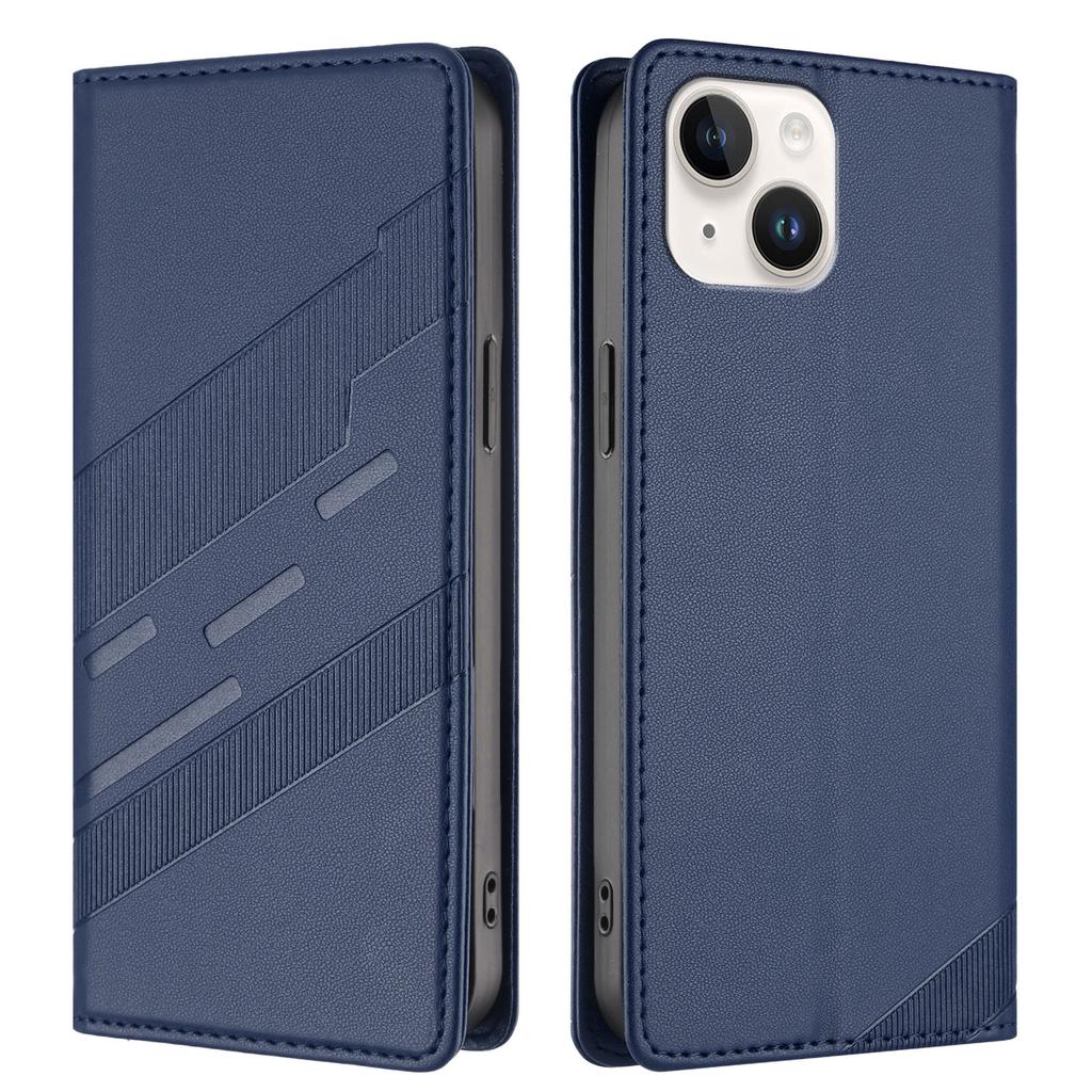 Für iPhone 15 Handyhüllen Punk-Stil Geprägtes Portemonnaie Ständer Lederhülle