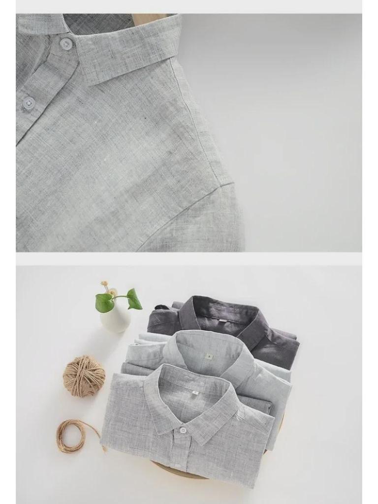 Men's Short-Sleeve Linen Shirt - Summer Casual Loose Fit with Lapel Collar, Cotton and Linen Blend, Plus Size Available