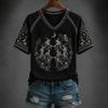 Women's Casual V-Neck Raglan Sleeve Halloween Print Short Sleeve T-Shirt for Party