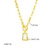 DIEYURO 316L Stainless Steel Geometric Trapezoidal Pearl Oyster Pendant Necklace For Women New OT Buckle Chains Jewelry Gifts