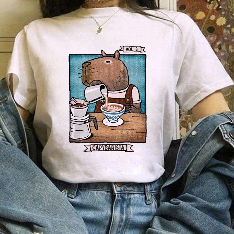 T-Shirt WoUnisex Cute Dinosaur Print T-Shirt Summer Short Sleeve Clothing Fun Versatile Pattern T-Shirt Fashion WoUnisex Top.