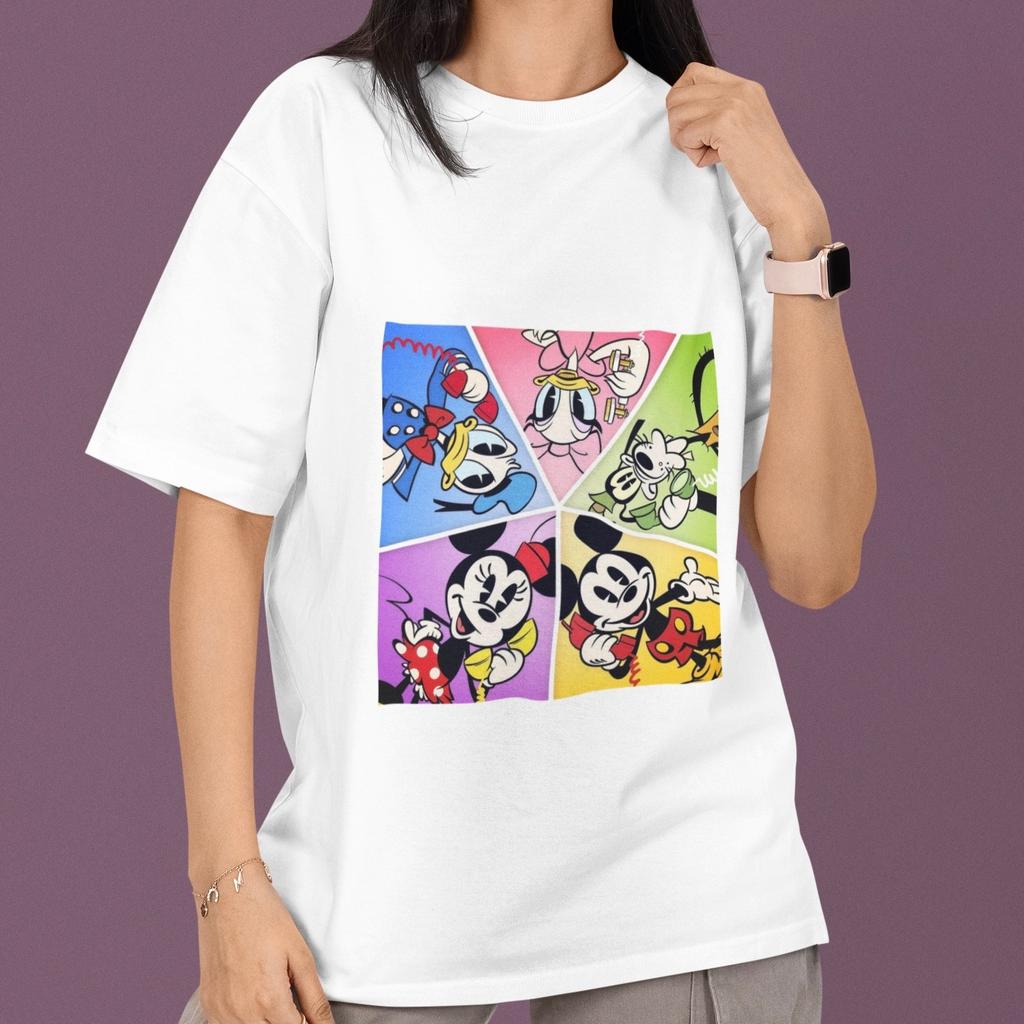 Mickey Mouse Friends T-Shirt Disney Cartoon Graphic Tee Cute Colorful Unisex