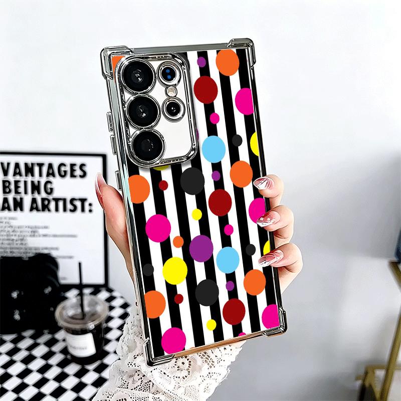 Polka Dots Art Fashion Desgin Plating Phone Case For Samsung Galaxy S24 S25 FE S26 Edge S23 Ultra S22 S21 Plus S20 Anti-Fall Air