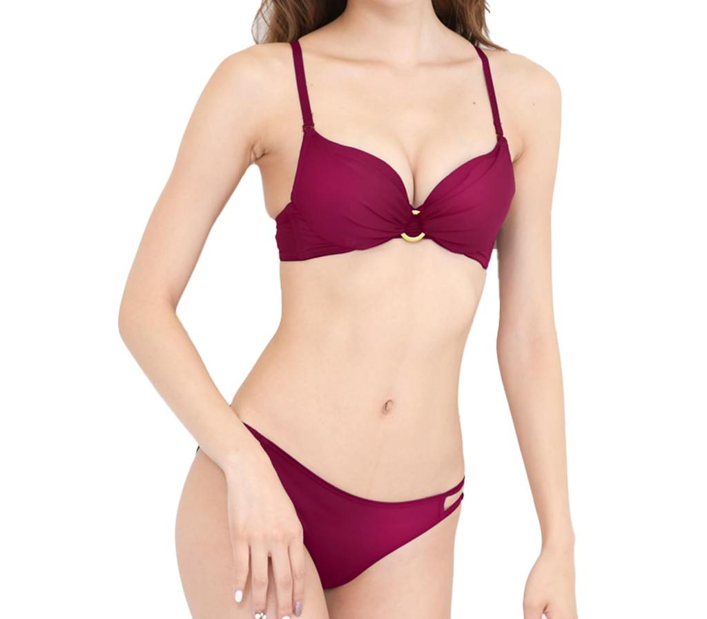 Chica Hurra Wine Red F70 Bra and Panty Perfect for Ring Big Large Plus Large Cup Plus Size Plus Size Cute Plus Glamour Women's Set, Games, Bra, Size,