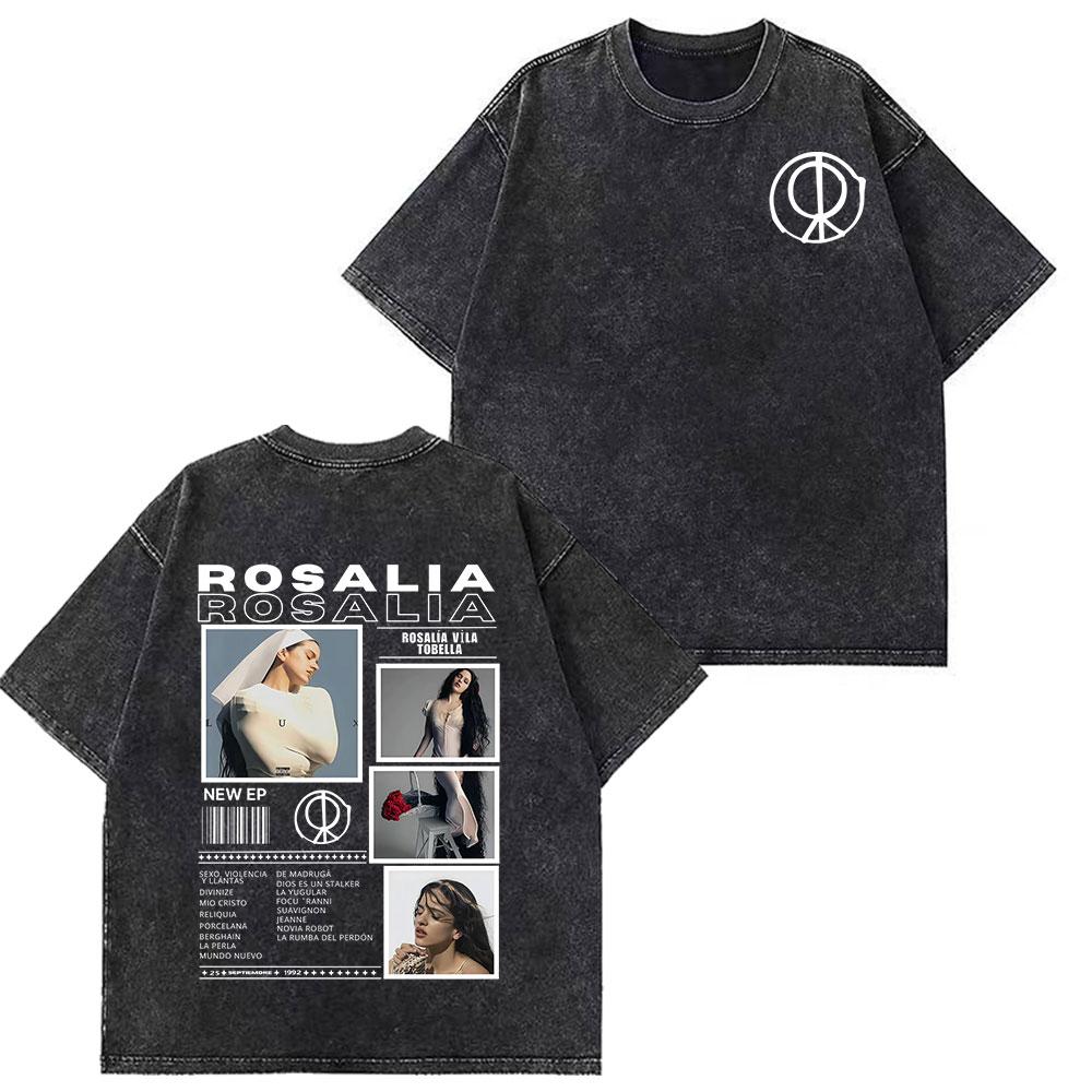 T-shirts Graphiques Notes de Musique Rosala LUX Unisexes Mode Femme T-shirt Ample Décontracté Esthétique T-shirts Lavés Streetwear