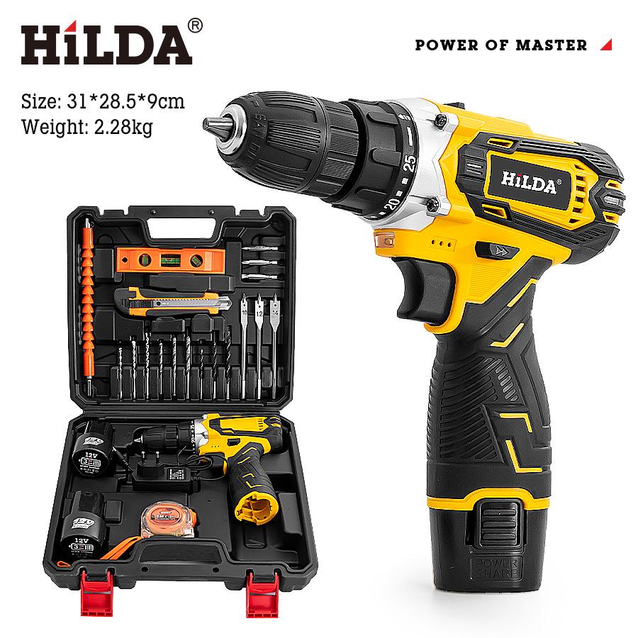 Hilda Rechargeable Lithium-Ion Impact Drill & Portable Electric Screwdriver Set