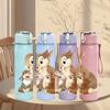 1PC Rabbit Squirrel Small Animal Group Print 750ml Color Plastic Sports Water Bottle Leakproof Flip Straw Lid Suitable for Sports Office Home Use