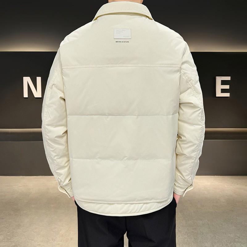 Herren Winter Daunenjacke Warmer Puffer Mantel Lässig Lockerer Schnitt Umlegekragen Einfarbig Urbane Jugend