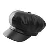 Solid Color Pu Leather Octagonal Beret Outdoor Breathable Hat Protection Sun