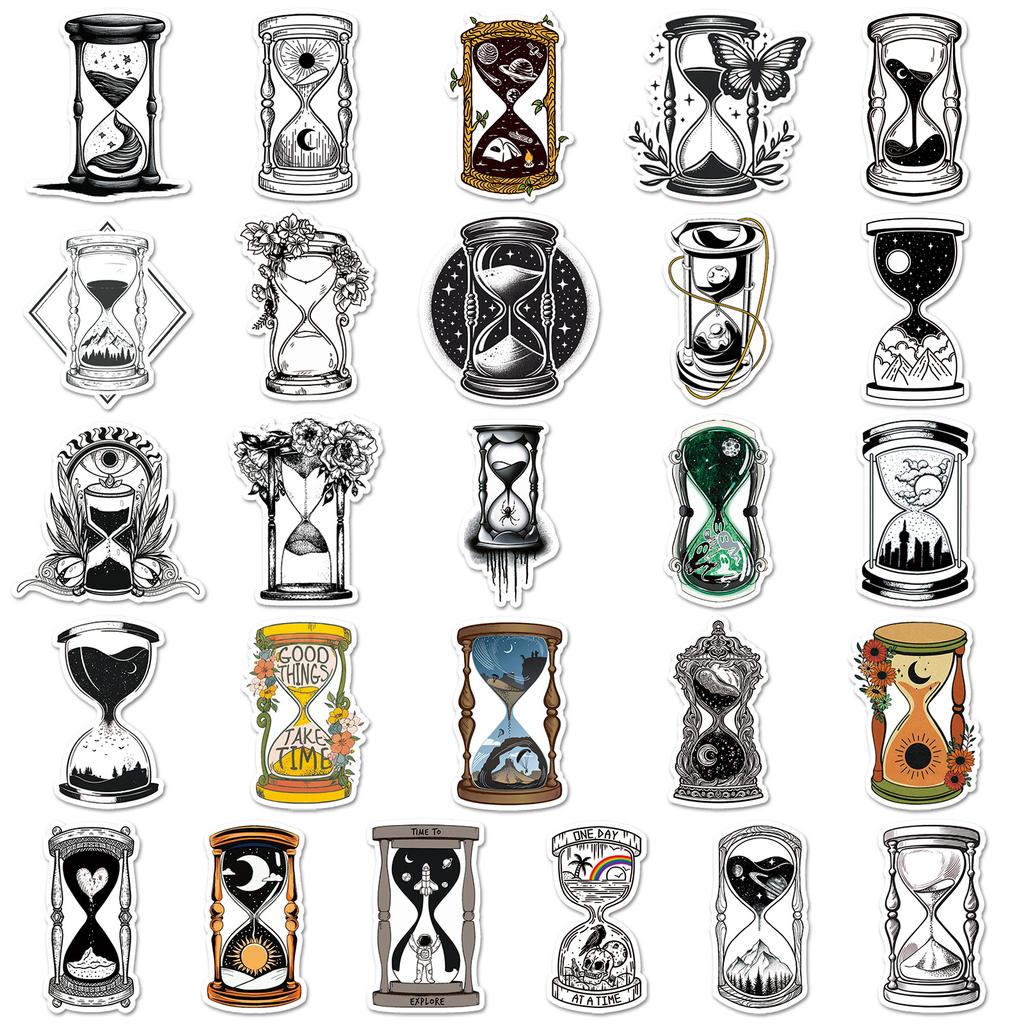 10/50PCS Magic Time Sandglass Cartoon Sticker DIY Phone Laptop Luggage Skateboard Graffiti Decals