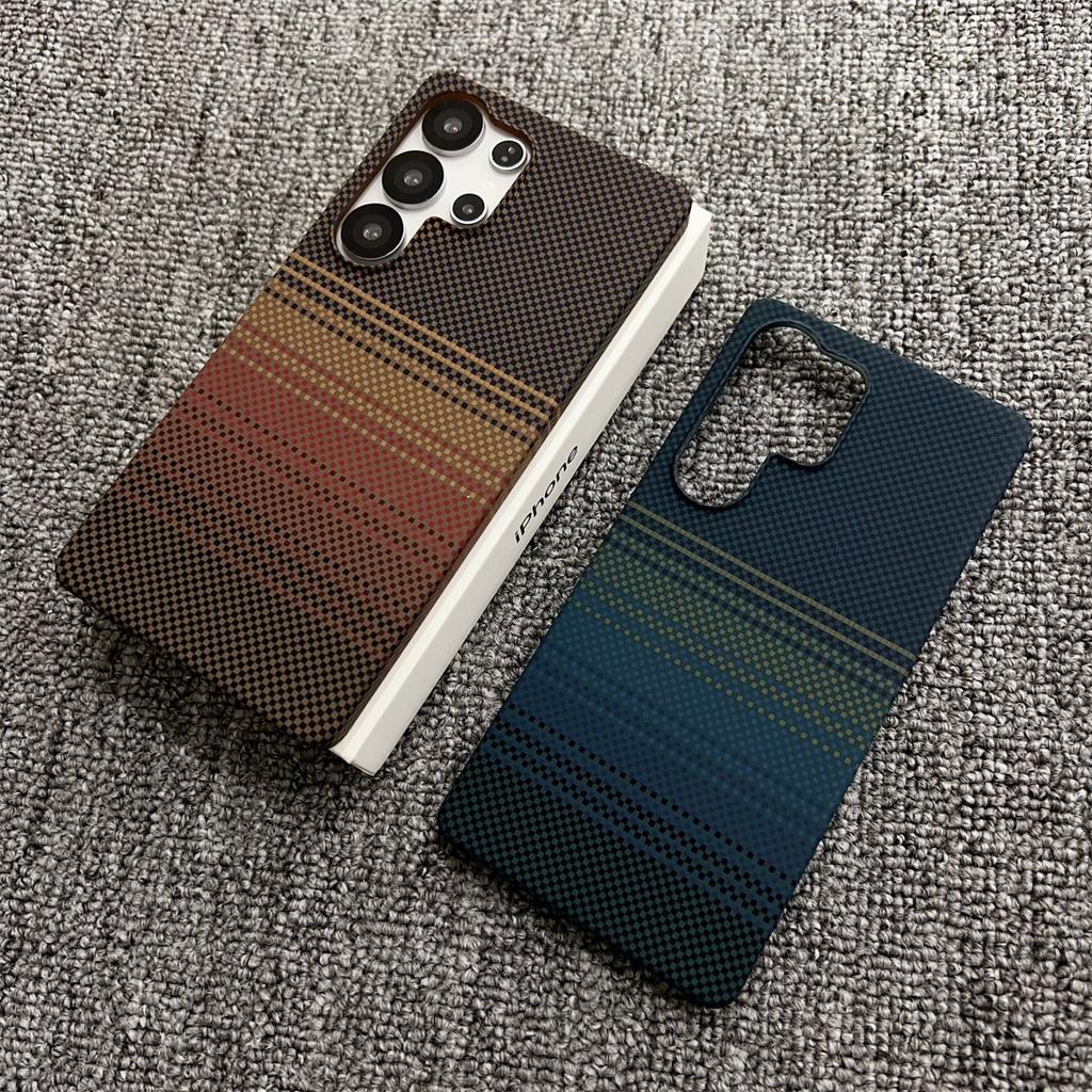 Carbon Fiber Kevlar Pattern Phone Case for Samsung Galaxy S24 S25 Ultra plus - Thin Magnetic Protective Cover