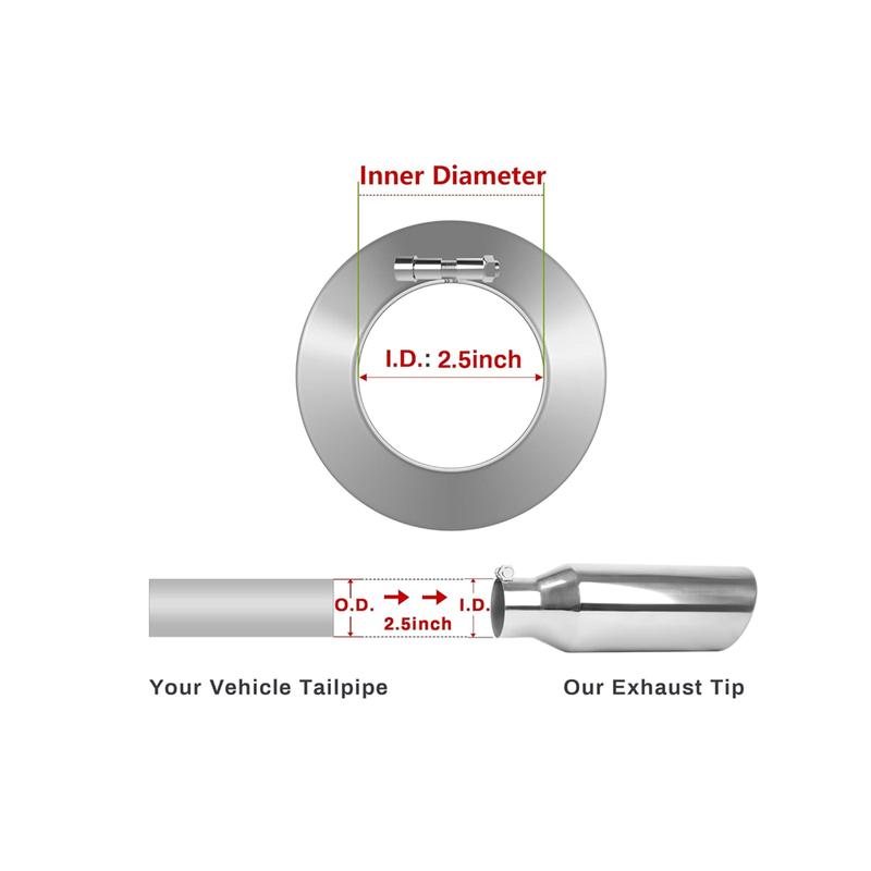 2.5 Inlet Exhaust Tips 2.5 To 4 Inch Exhaust Tip 12" Long Stainless Steel Universal Exhaust Tail Tip for 2.5" Outside Tailpipe
