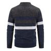 Color Blocked Cardigan Sweater Men's Plush Thickened Casual Knitting Coat