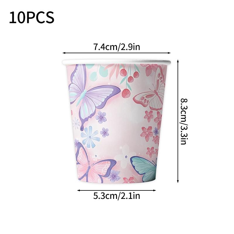 Butterfly Party Supplies Disposable Tableware for Girl Birthday Party Paper Plates Cups Cake Topper Baby Shower Baptism Decor