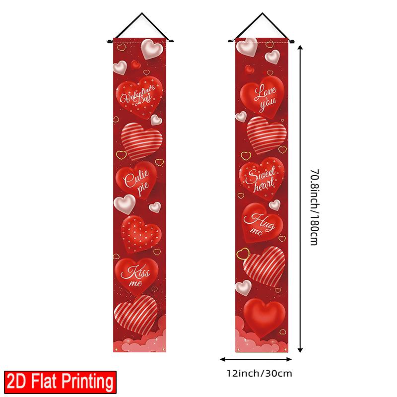 Valentine's Day Couplet Banner Love Heart Floral 1 Pair Indoor Outdoor Decor