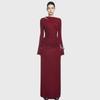Herbst Neue Mode Temperament Langarm Elegant Falten Taille High-End Kleid
