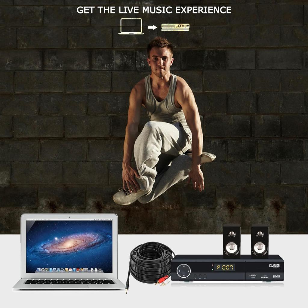 3,5 auf 2 Cinch Audiokabel 25 Fuß, 3,5 mm Aux auf 2 Cinch Stecker Stereo Audio Y-Kabel