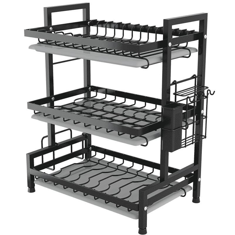 YouShu 3-Tier Black Kitchen Dish Drying Rack Set