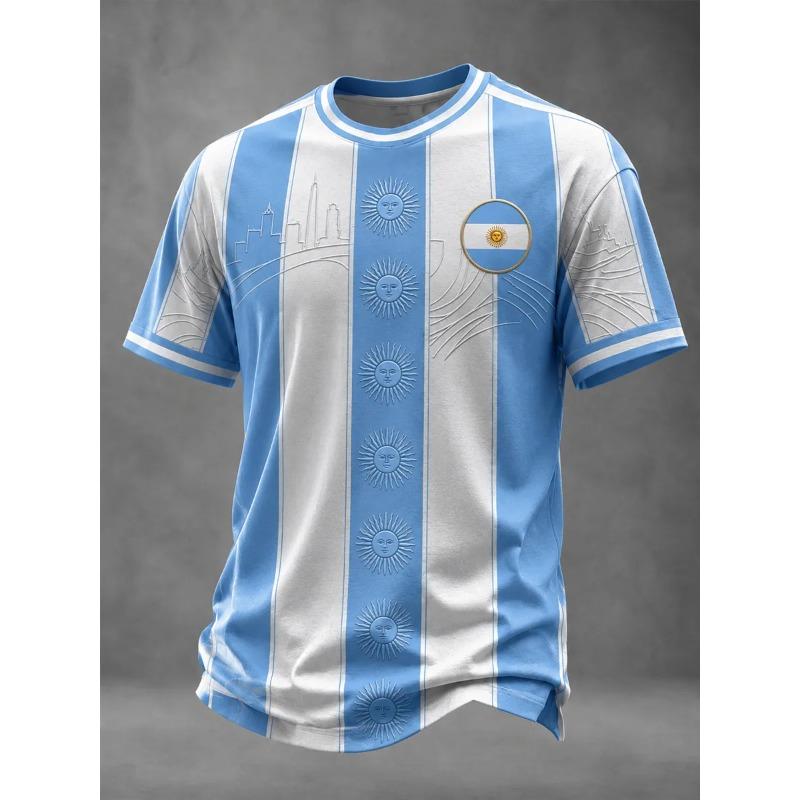 Argentinien Fan Fußball Trainings T-Shirt - 3D Digitaldruck - Bequem und Atmungsaktiv - Familienkleidung