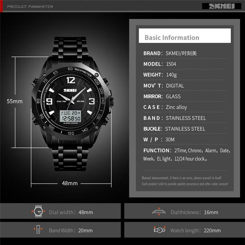 Fashion Casual Watch Dual Display Watches Man Digital Analog Men's Watch Waterproof Business Watch